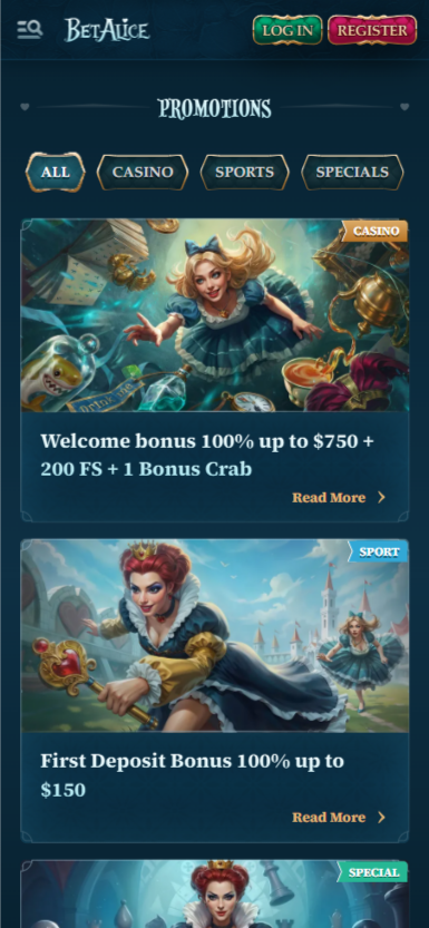 Interface Bet Alice App