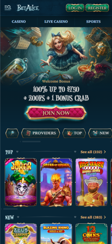 Interface Bet Alice App