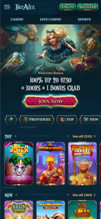 Interface Bet Alice App